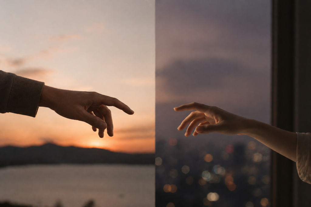 almost touching hands